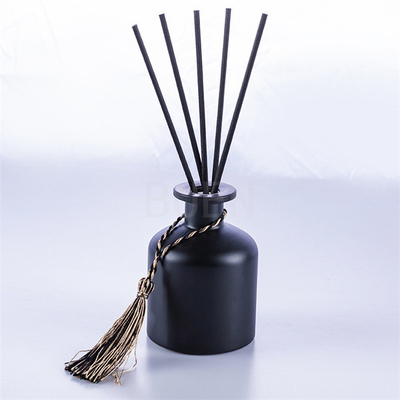 Home Decoration Glass Aroma Diffuser Bottle Frosted Black Glossy Anodizing
